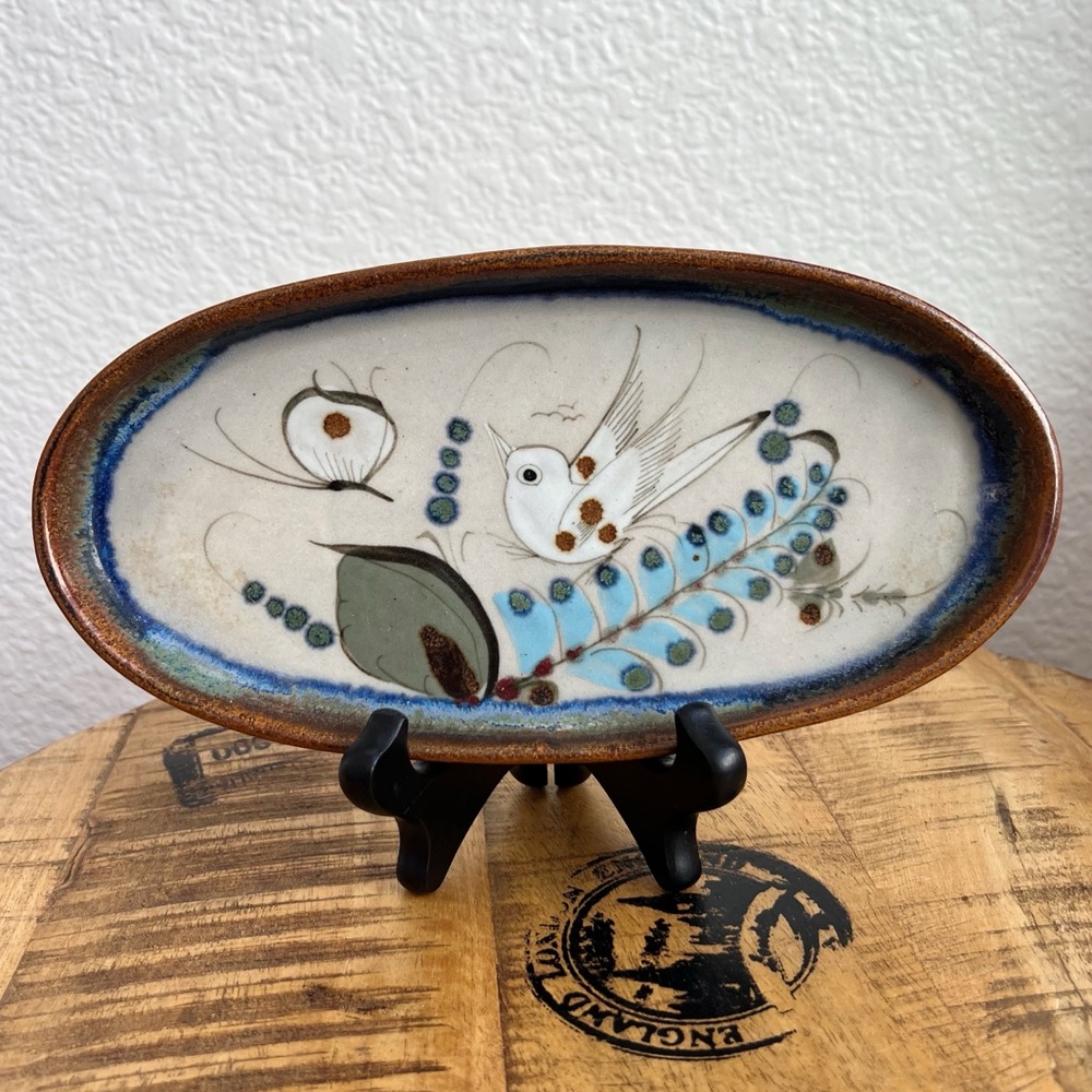 Ken Edwards Signed El Palomar Oval Serving Trinket Dish Tonala 9x4 1/2 Mexico